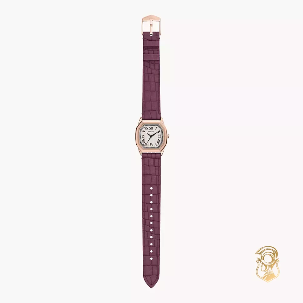 Fossil Harlow Three-Hand Burgundy Croco Leather Watch 27mm