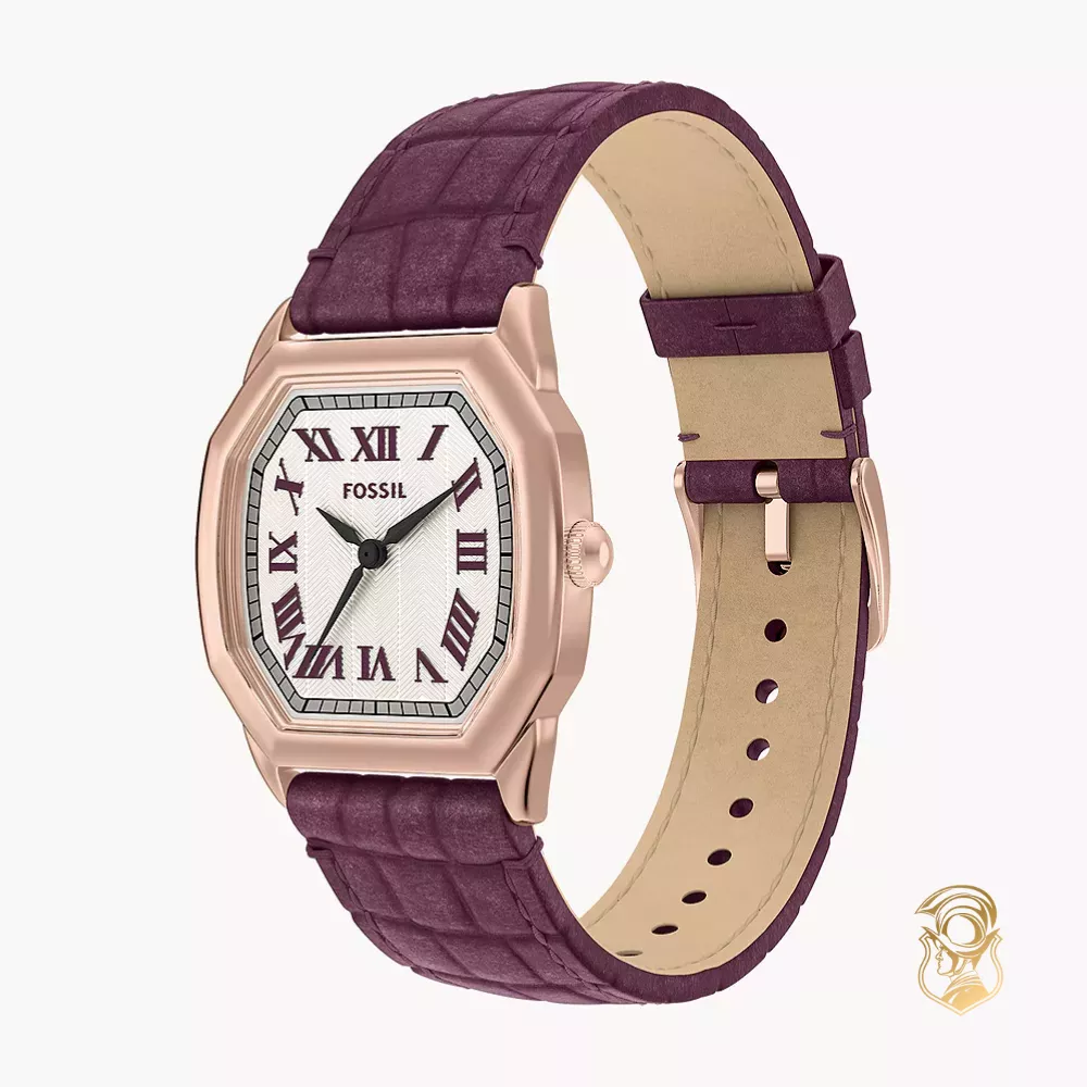 Fossil Harlow Three-Hand Burgundy Croco Leather Watch 27mm