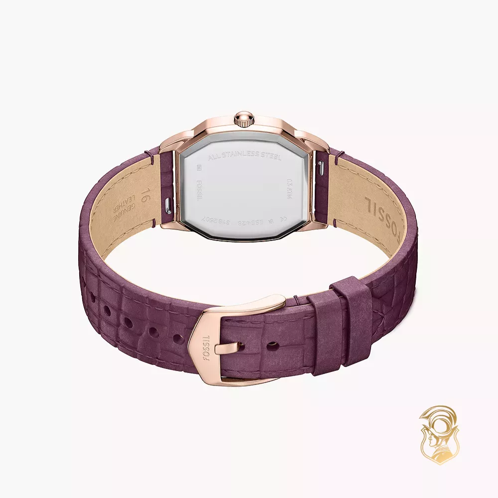 Fossil Harlow Three-Hand Burgundy Croco Leather Watch 27mm
