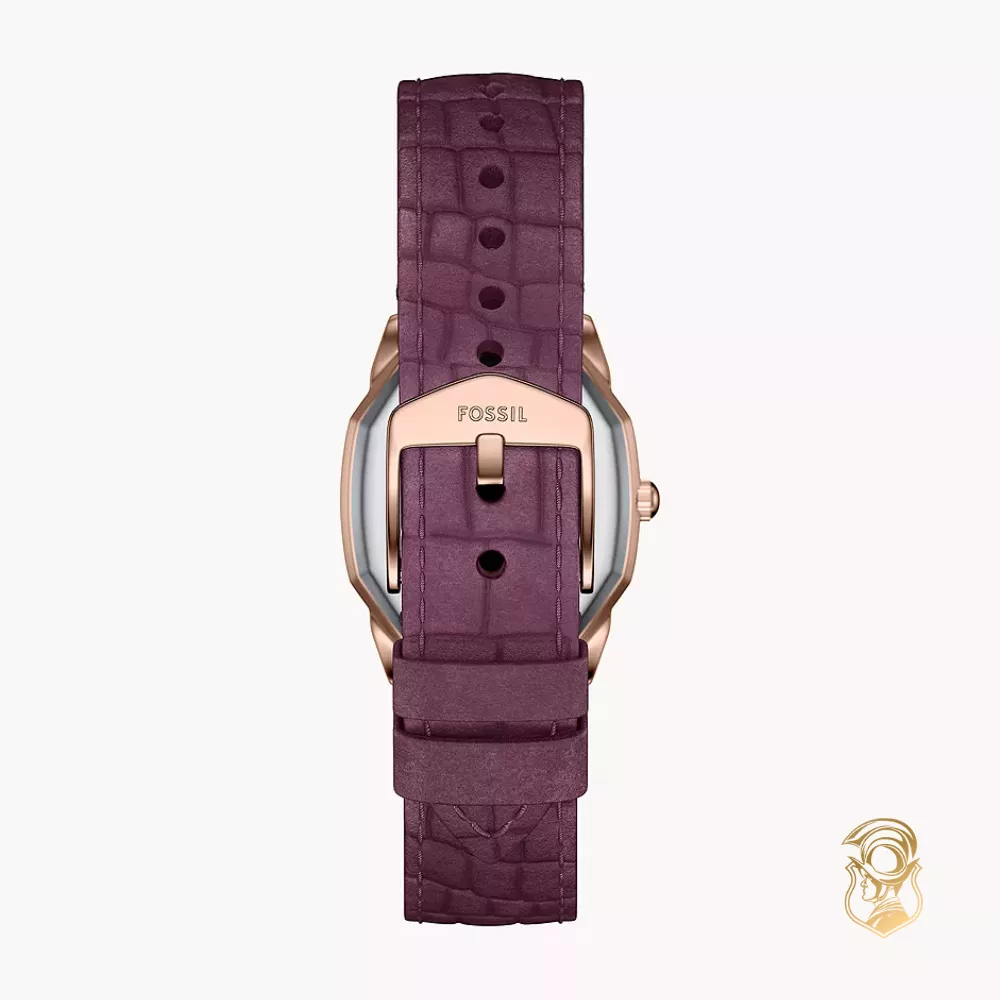 Fossil Harlow Three-Hand Burgundy Croco Leather Watch 27mm