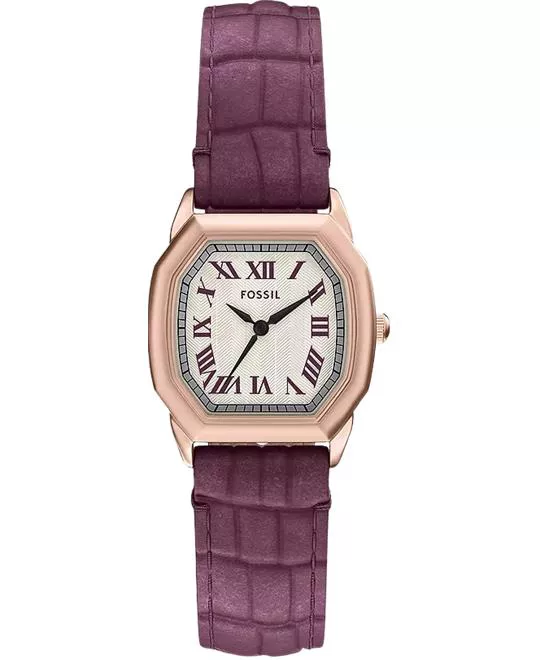 Fossil Harlow Three-Hand Burgundy Croco Leather Watch 27mm