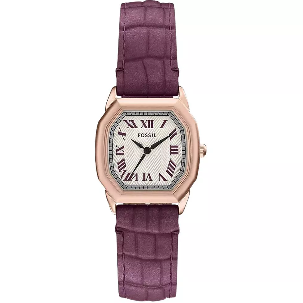 Fossil Harlow Three-Hand Burgundy Croco Leather Watch 27mm