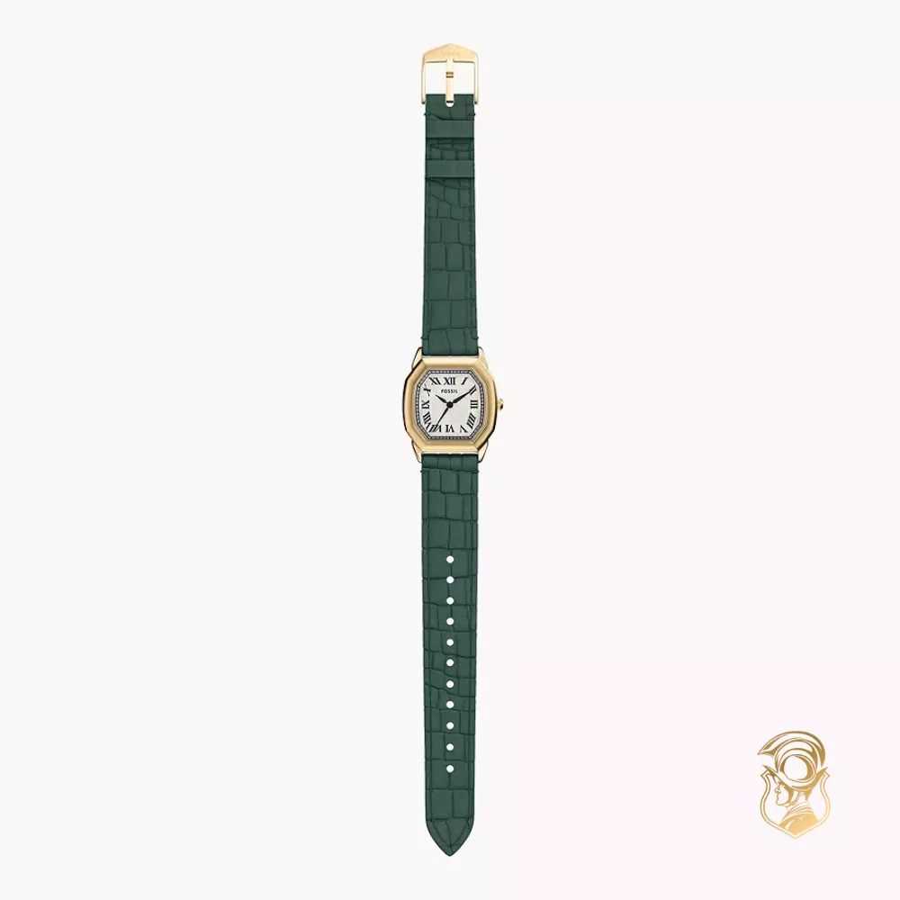 Fossil Harlow Three-Hand Green Croco Leather Watch 27mm