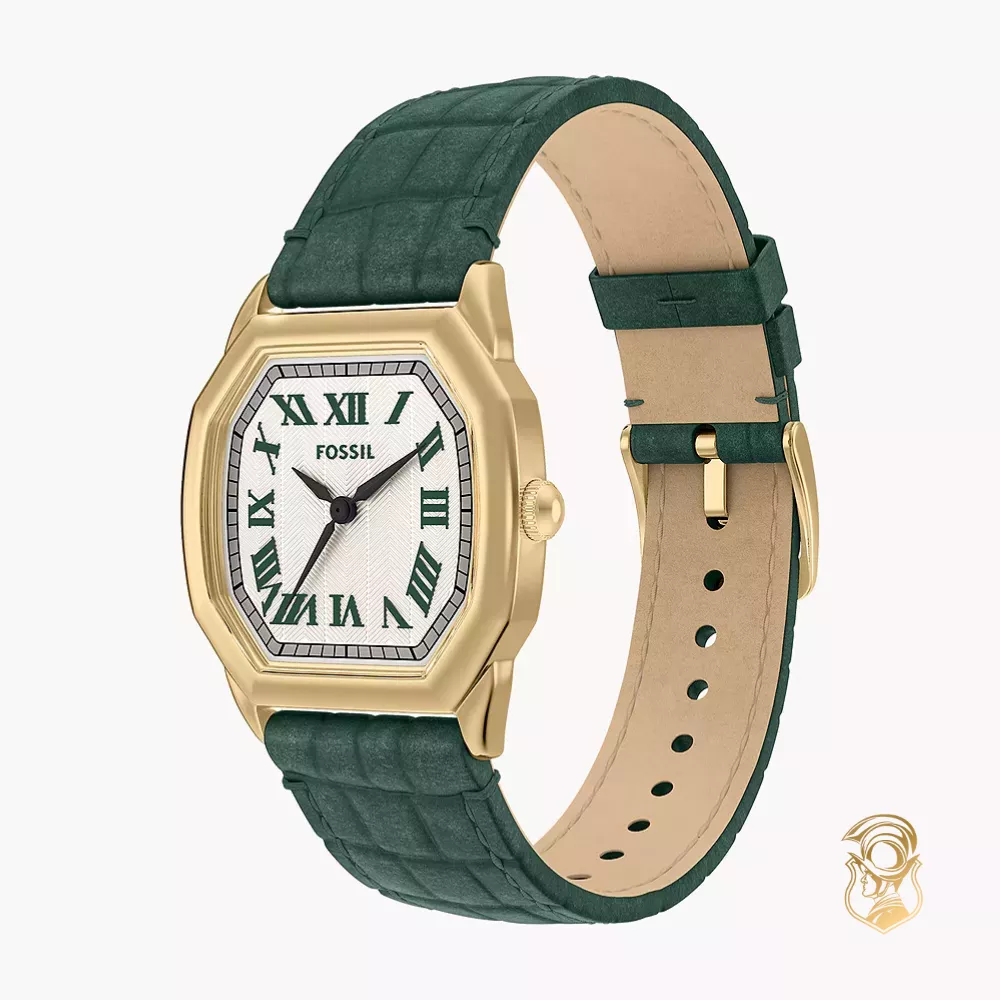 Fossil Harlow Three-Hand Green Croco Leather Watch 27mm