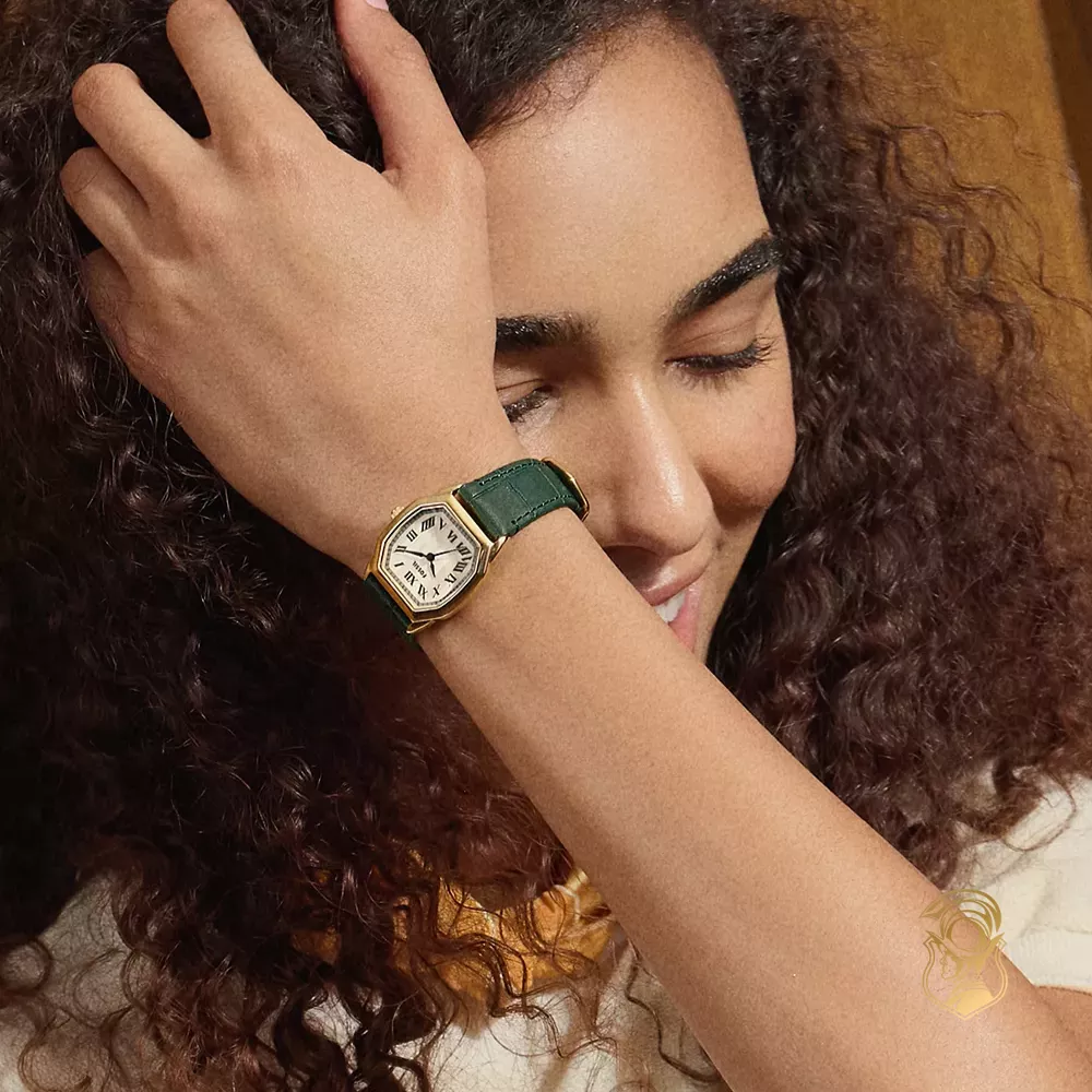Fossil Harlow Three-Hand Green Croco Leather Watch 27mm