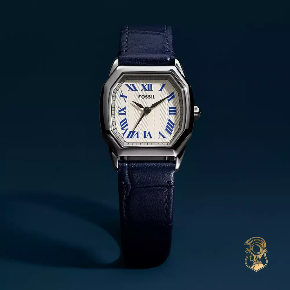 Fossil Harlow Three-Hand Navy Croco Leather Watch 27mm