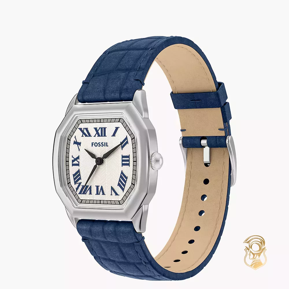 Fossil Harlow Three-Hand Navy Croco Leather Watch 27mm