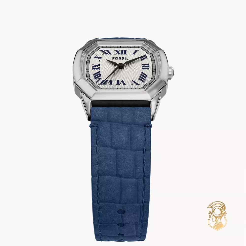 Fossil Harlow Three-Hand Navy Croco Leather Watch 27mm