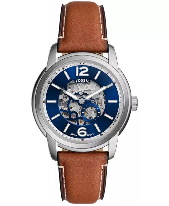 Fossil Heritage Automatic Brown Leather Watch 43mm