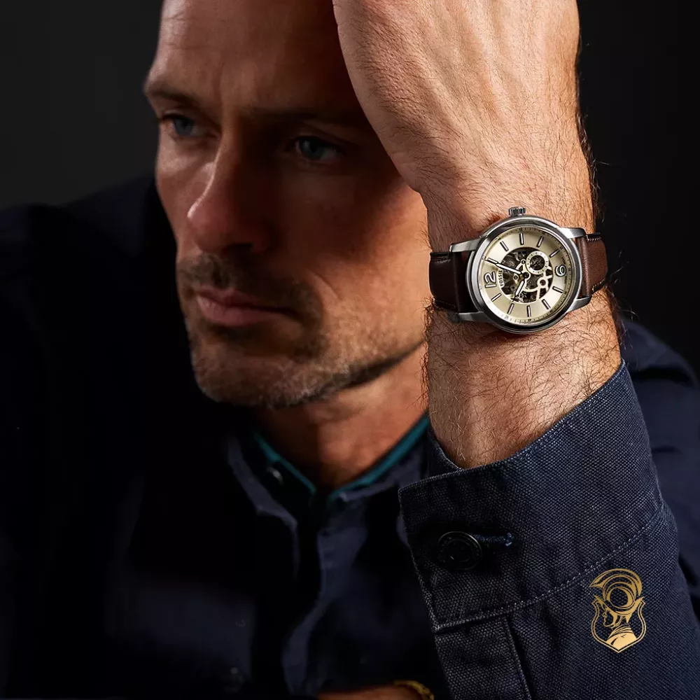 Fossil Heritage Automatic Brown Leather Watch 43mm