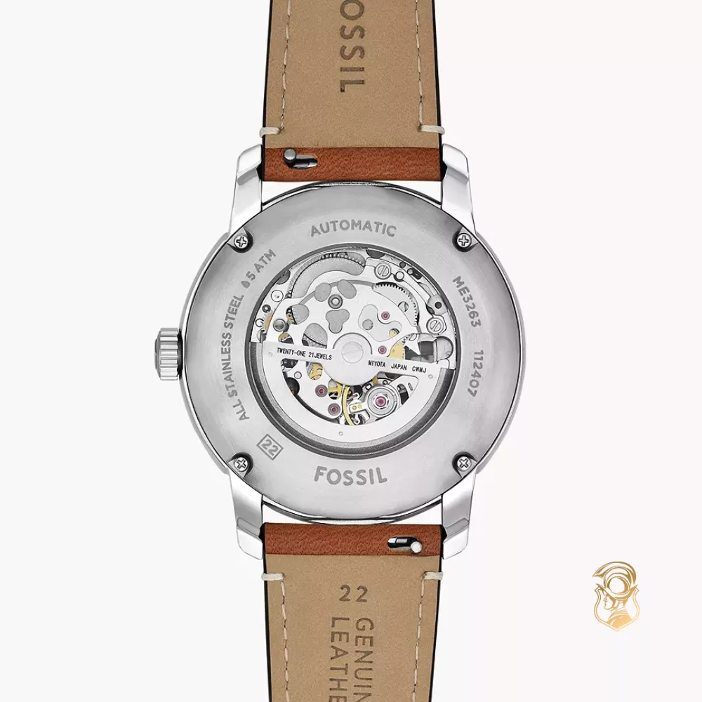 Fossil Heritage Automatic Brown Leather Watch 43mm