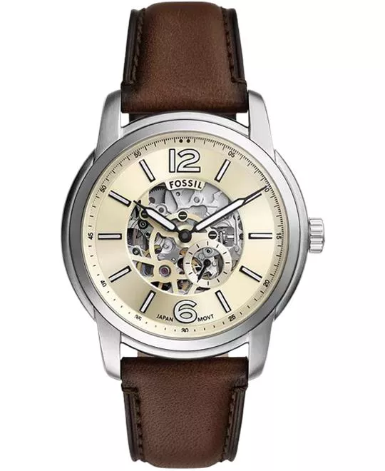 Fossil Heritage Automatic Brown Leather Watch 43mm