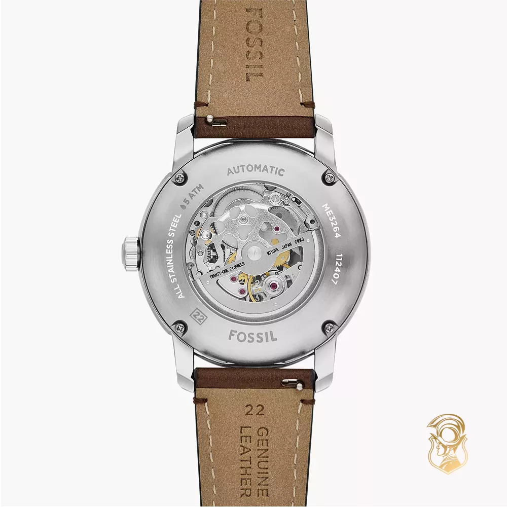 Fossil Heritage Automatic Brown Leather Watch 43mm