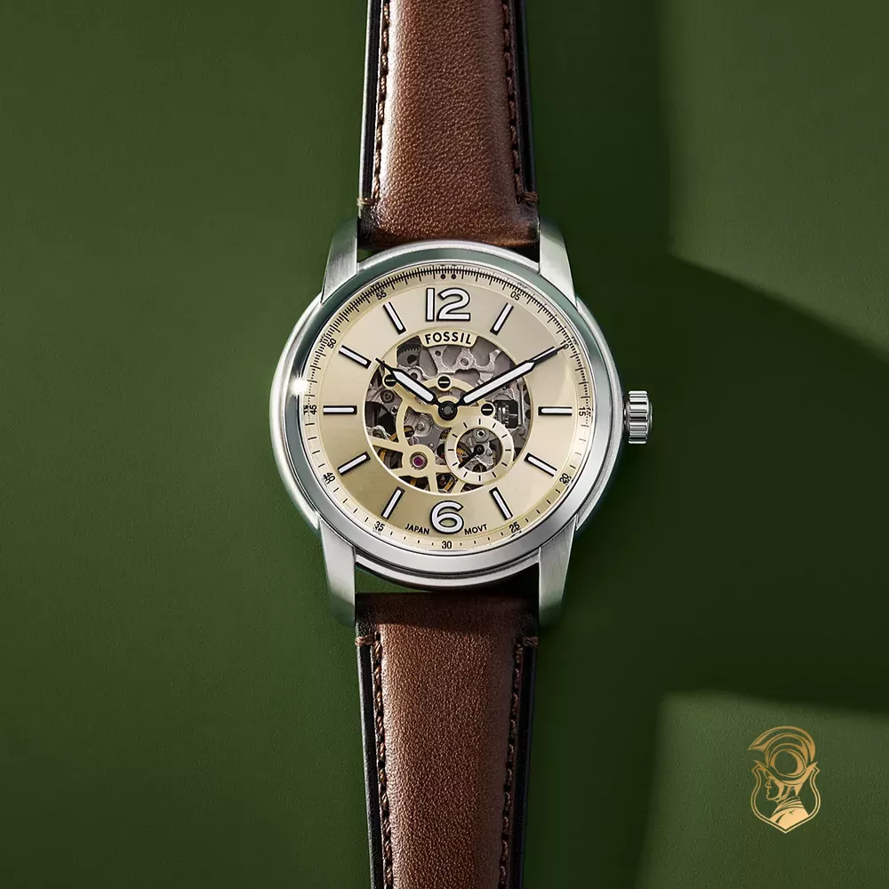 Fossil Heritage Automatic Brown Leather Watch 43mm