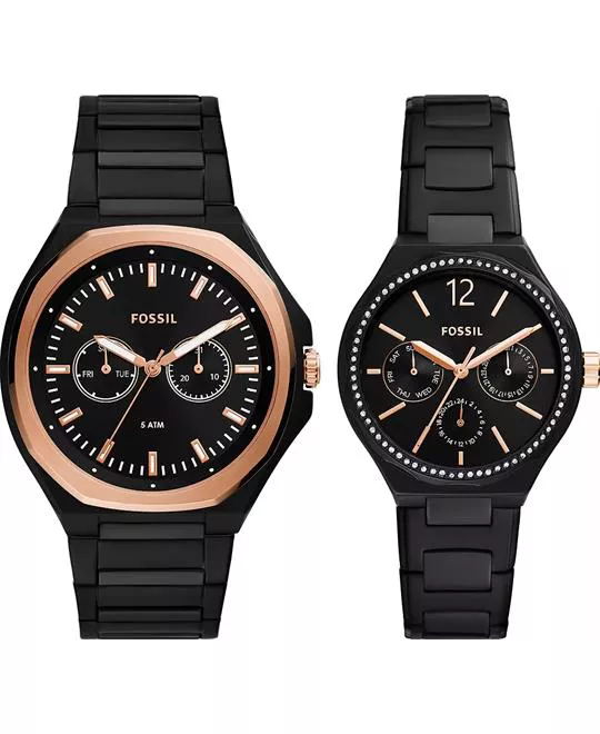 Fossil His and Her Multifunction Black Watch 45mm