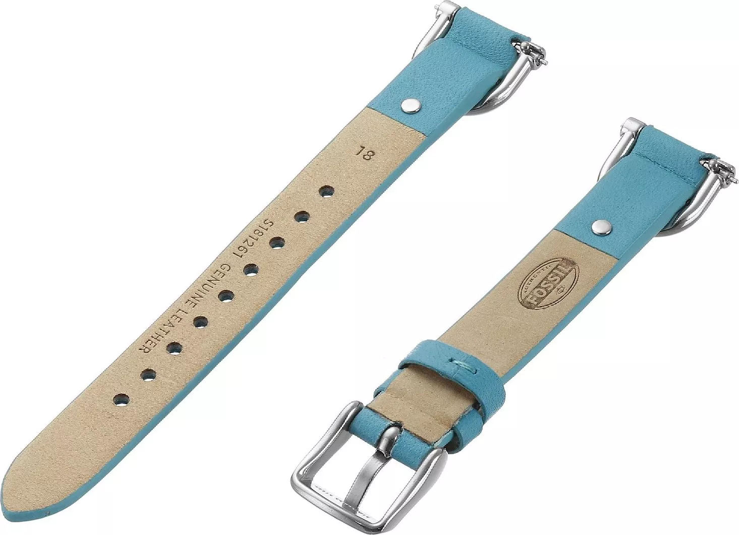 Fossil Leather Calfskin Blue Watch Strap 18mm 