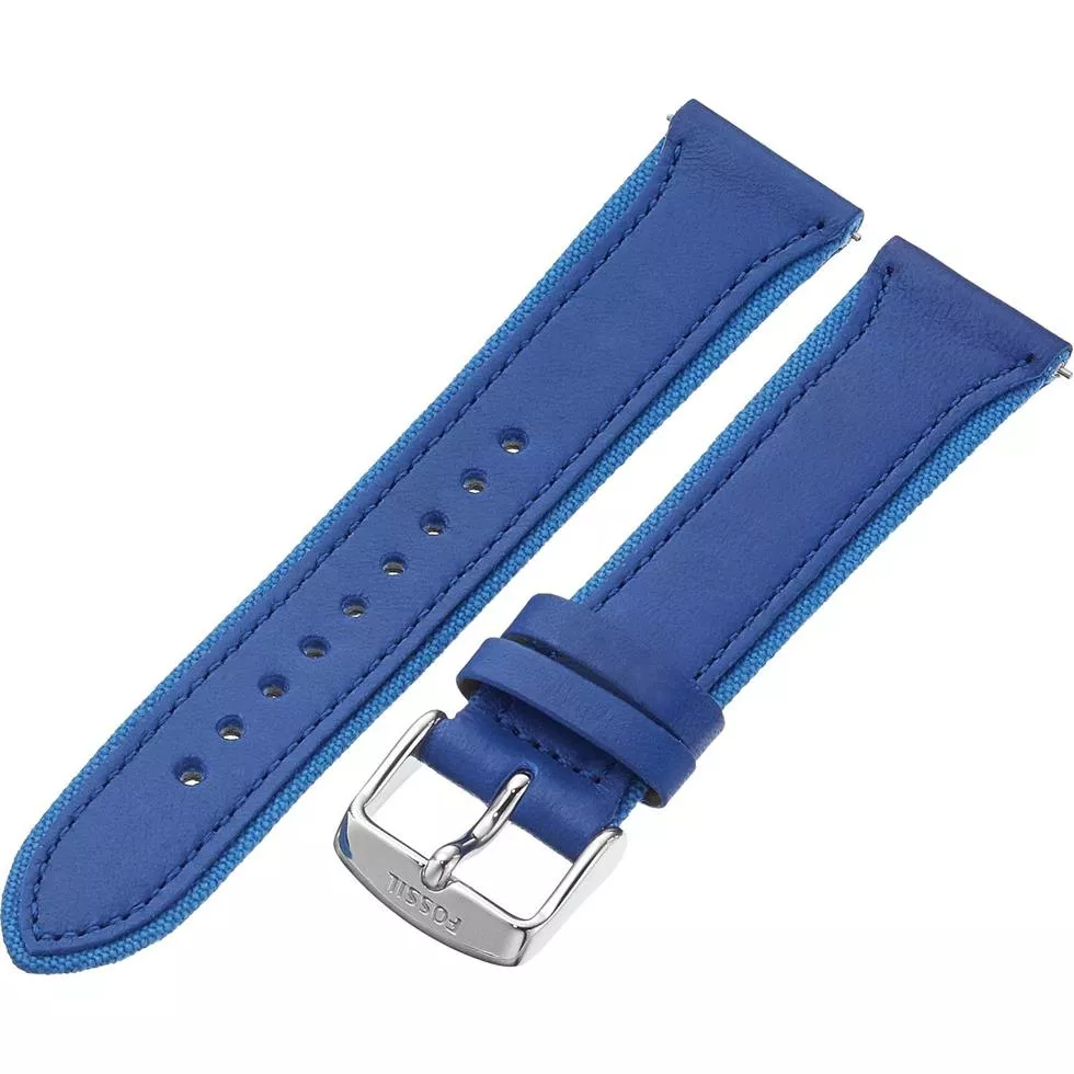Fossil  Leather Calfskin Blue Watch Strap 20mm