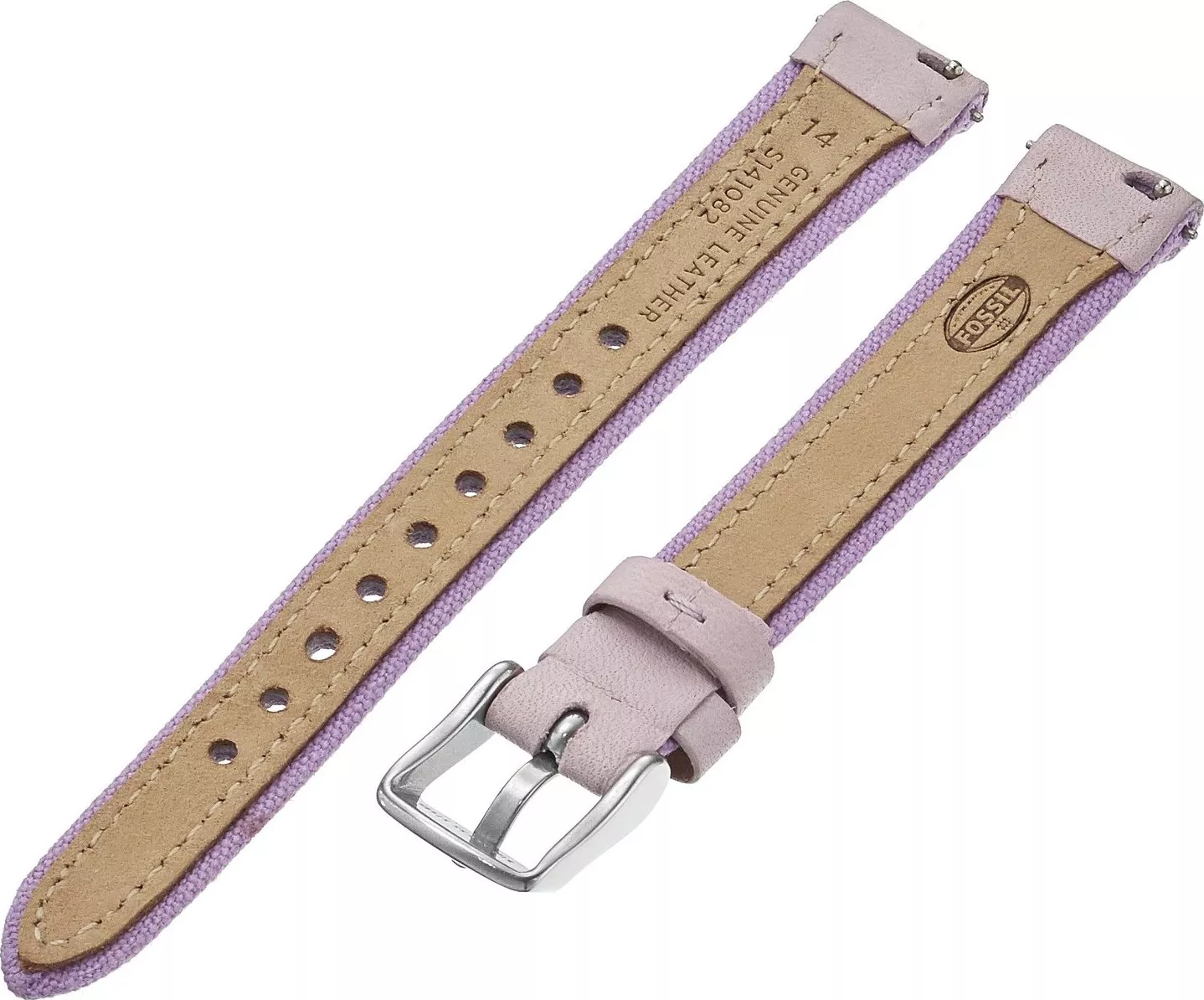 Fossil Leather Calfskin Purple Watch Strap 14mm