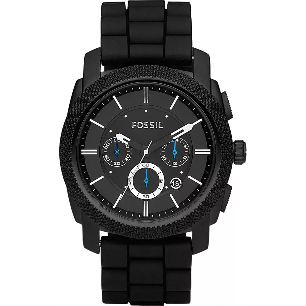 Fossil Machine Black Silicone Watch 45mm