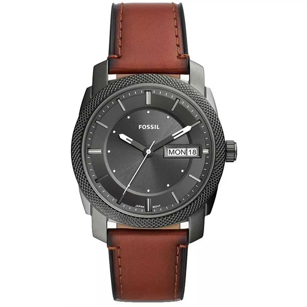 Fossil Machine Date Brown Eco Leather Watch 42MM