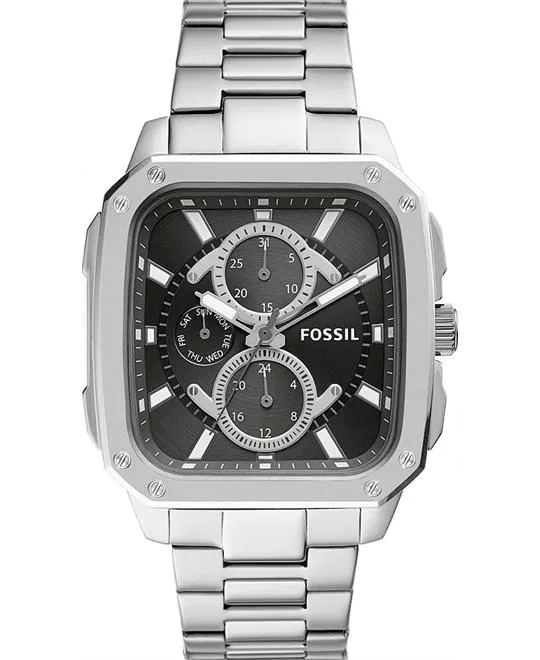 Fossil Multifunction Black Leather Watch 42mm