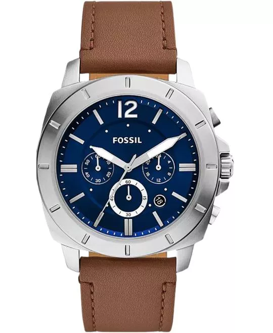 Fossil Privateer Chronograph Brown Leather Watch 45mm