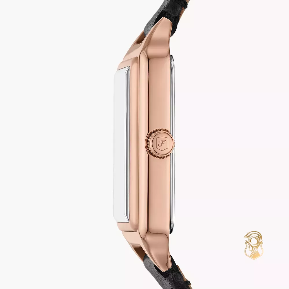 Fossil Raquel Three-Hand Date Black LiteHide™ Leather Watch 23mm