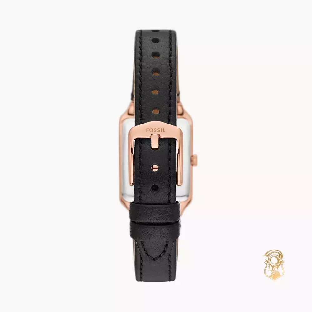 Fossil Raquel Three-Hand Date Black LiteHide™ Leather Watch 23mm