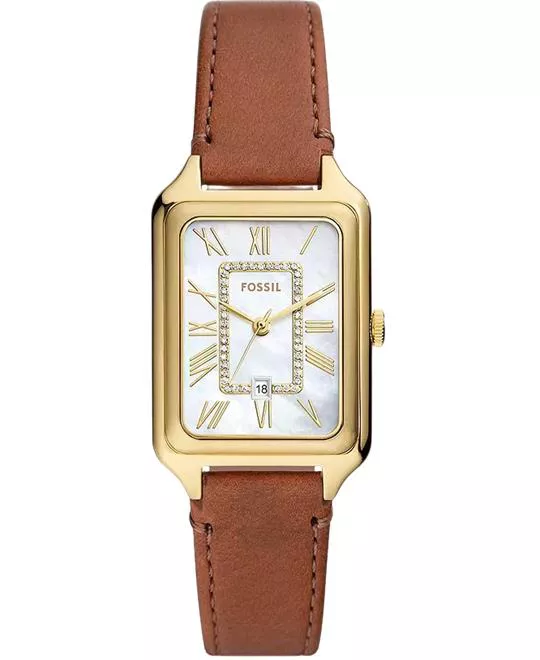 Fossil Raquel Three-Hand Date Medium Brown Leather Watch 26mm