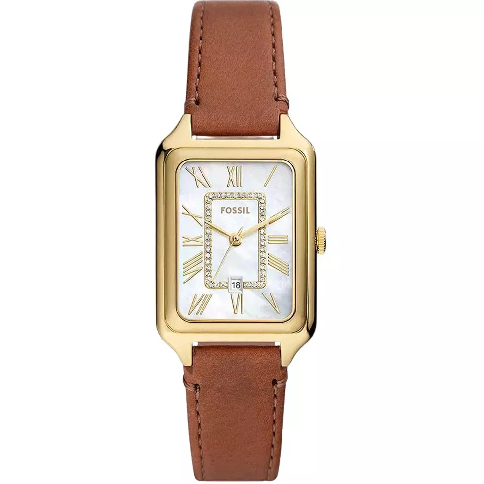 Fossil Raquel Three-Hand Date Medium Brown Leather Watch 26mm
