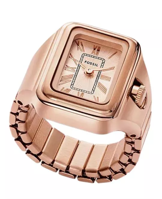 Fossil Raquel Watch Ring Two-Hand Rose Gold-Tone Stainless Steel 14mm