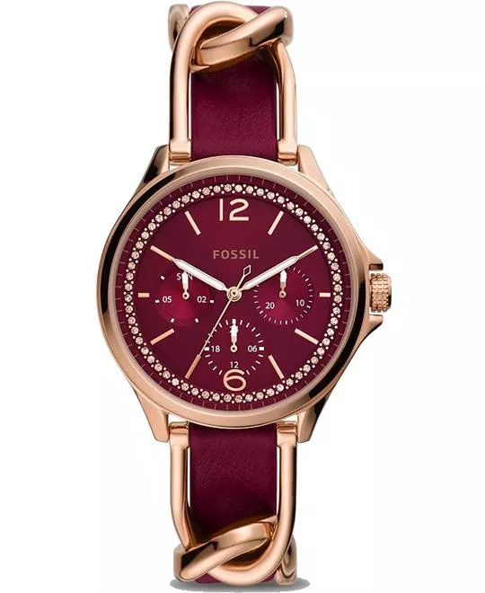 Fossil Sadie Multifunction Burgundy Eco Leather Watch 37mm
