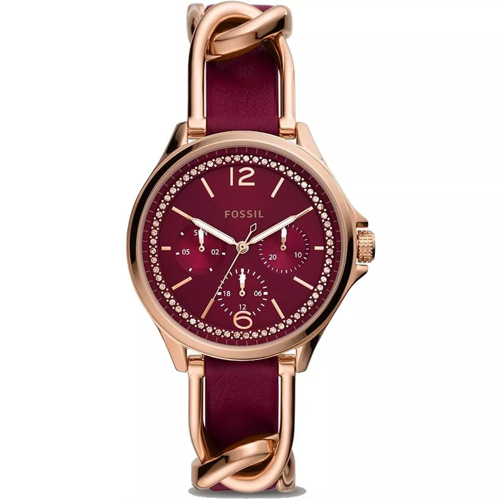 Fossil Sadie Multifunction Burgundy Eco Leather Watch 37mm