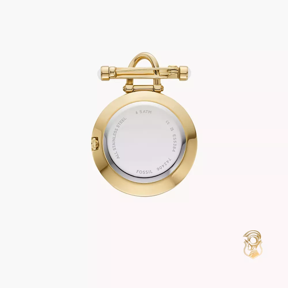 Fossil Scarlette Three-Hand Gold-Tone Stainless Steel Watch Brooch Watch 35mm