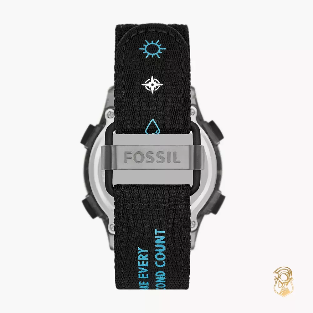 Fossil Solar-Powered Analog-Digital Black rPET Watch 42mm