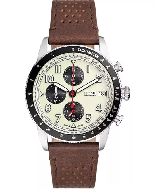 Fossil Sport Tourer Chronograph Brown Leather Watch 42mm