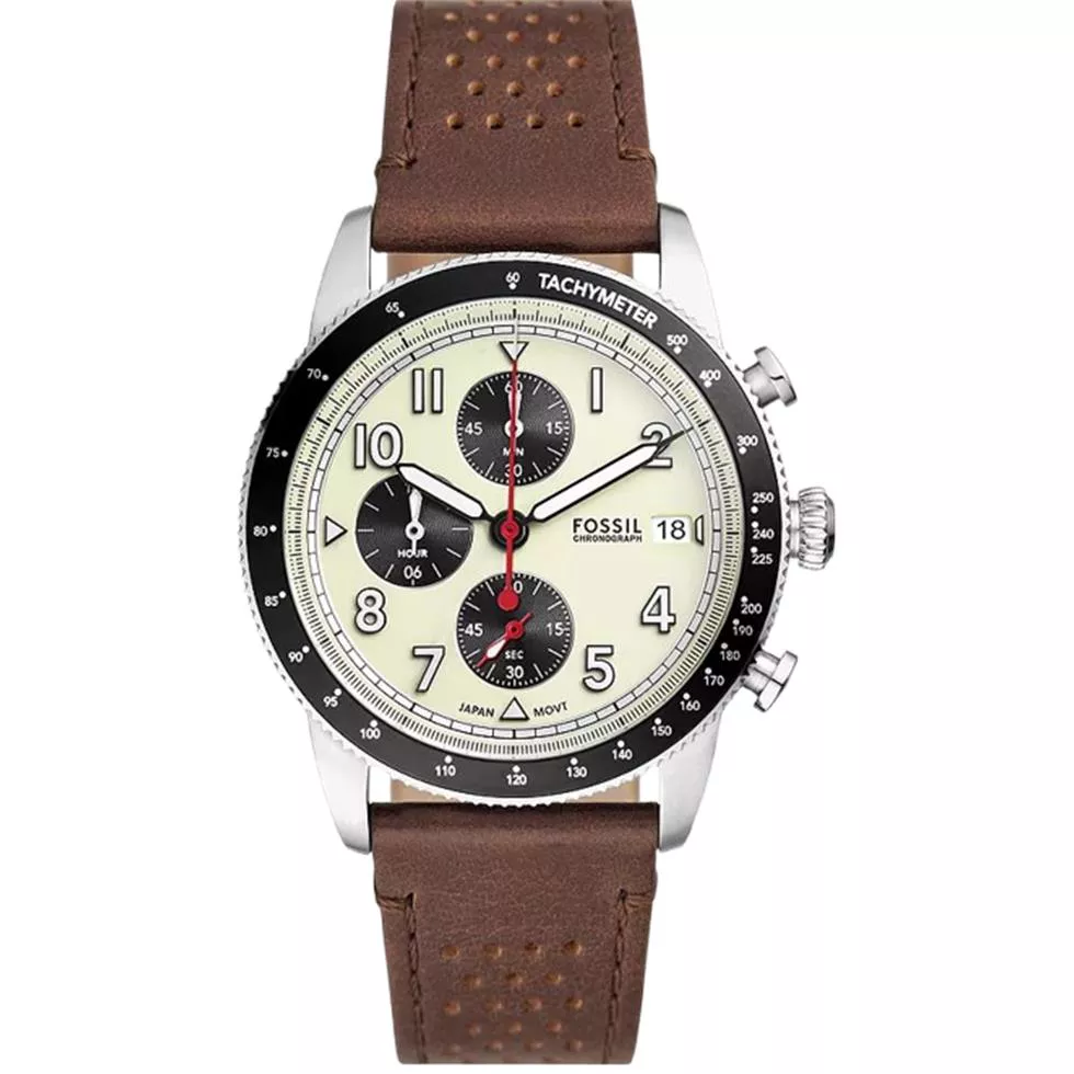 Fossil Sport Tourer Chronograph Brown Leather Watch 42mm