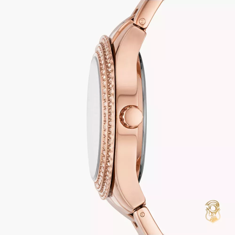 Fossil Stella Three-Hand Date Rose Gold-Tone Watch 30MM