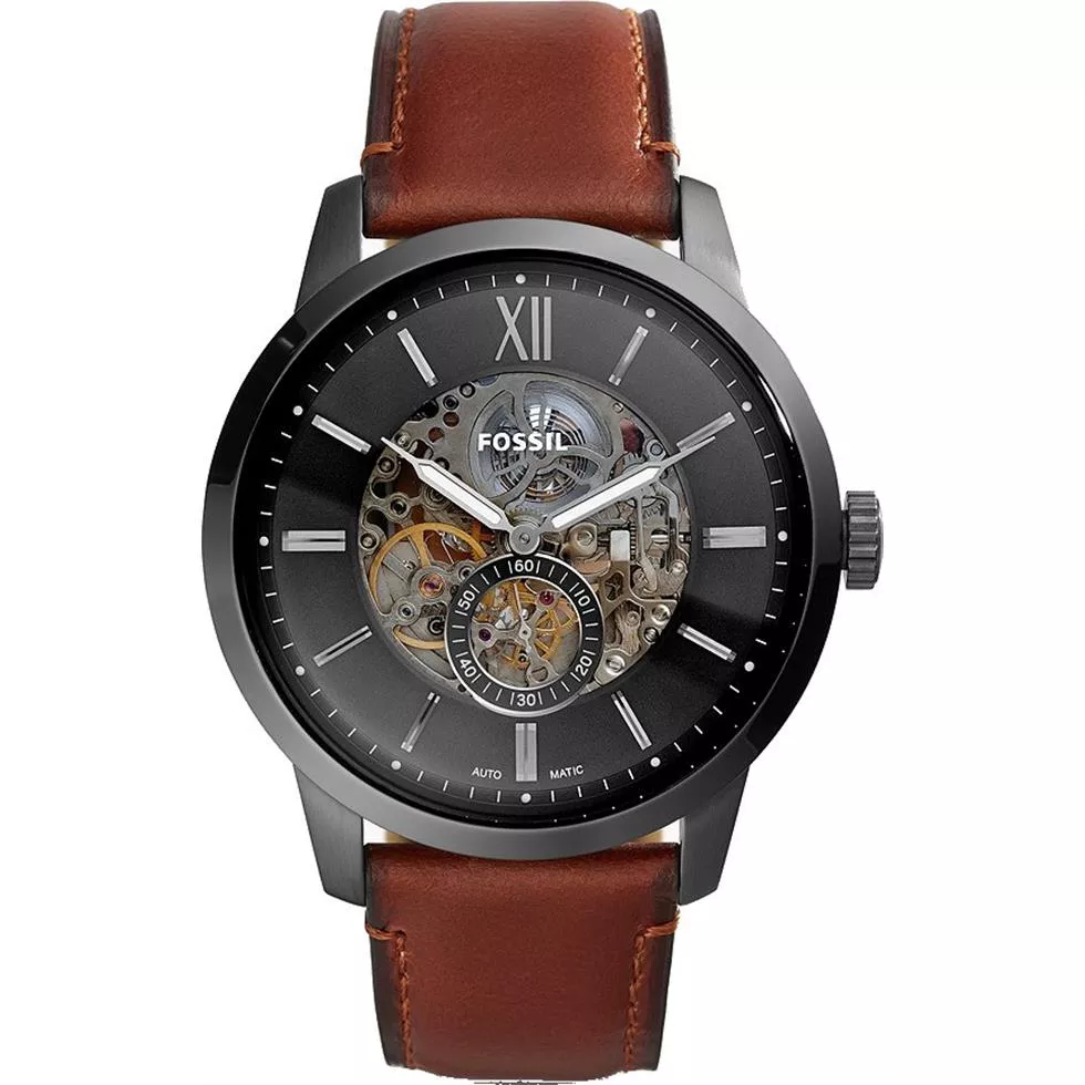 Fossil Townsman Automatic Amber Leather Watch 48mm 