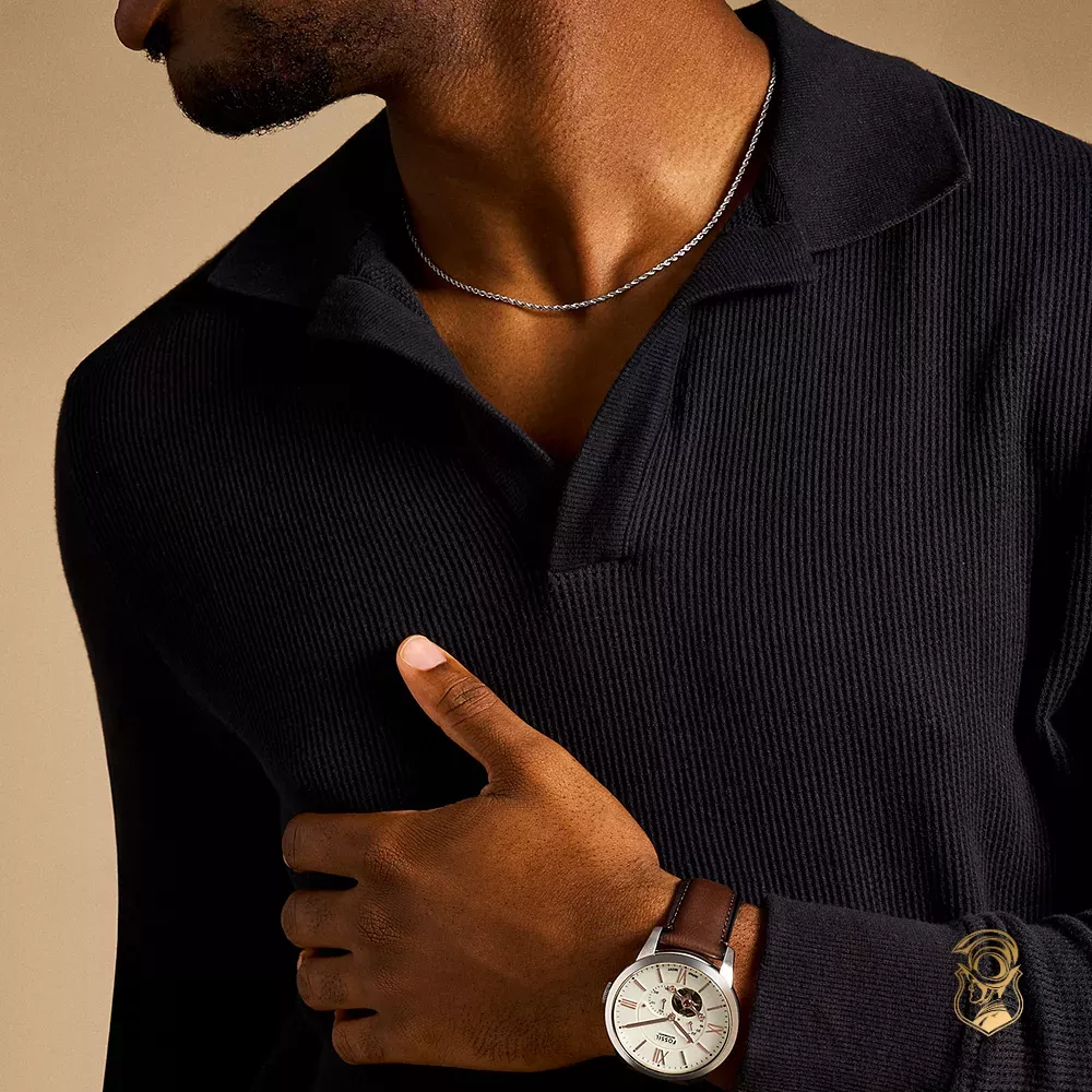 Fossil Townsman Automatic Brown Leather Watch 44mm