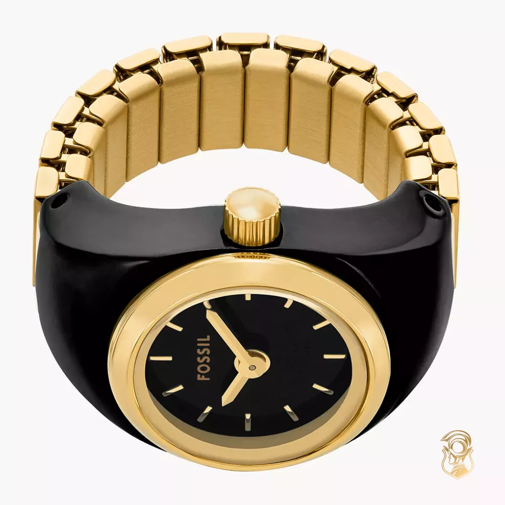 Fossil Two-Hand Gold-Tone Ring Watch 15mm