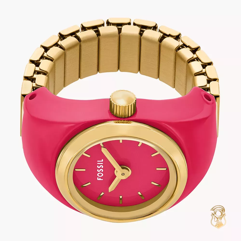 Fossil Two-Hand Gold-Tone Ring Watch 15mm