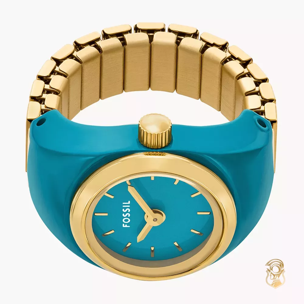 Fossil Two-Hand Gold-Tone Ring Watch 15mm