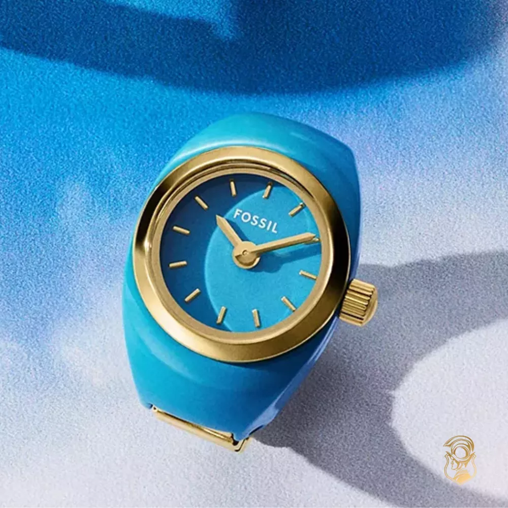 Fossil Two-Hand Gold-Tone Ring Watch 15mm