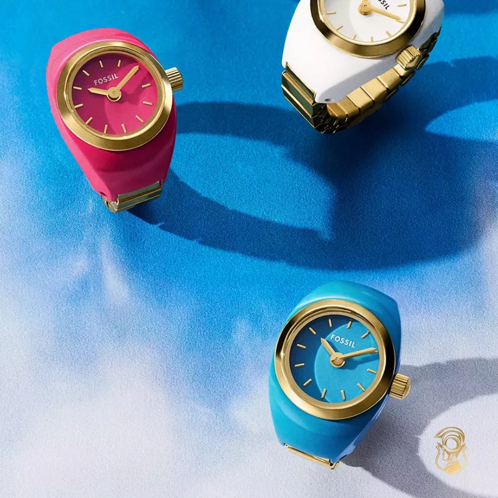 Fossil Two-Hand Gold-Tone Ring Watch 15mm