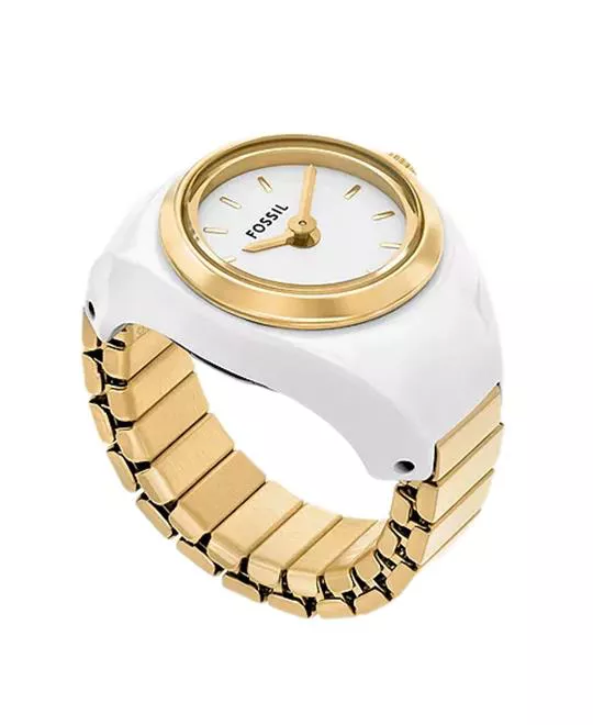 Fossil Two-Hand Gold-Tone Ring Watch 15mm