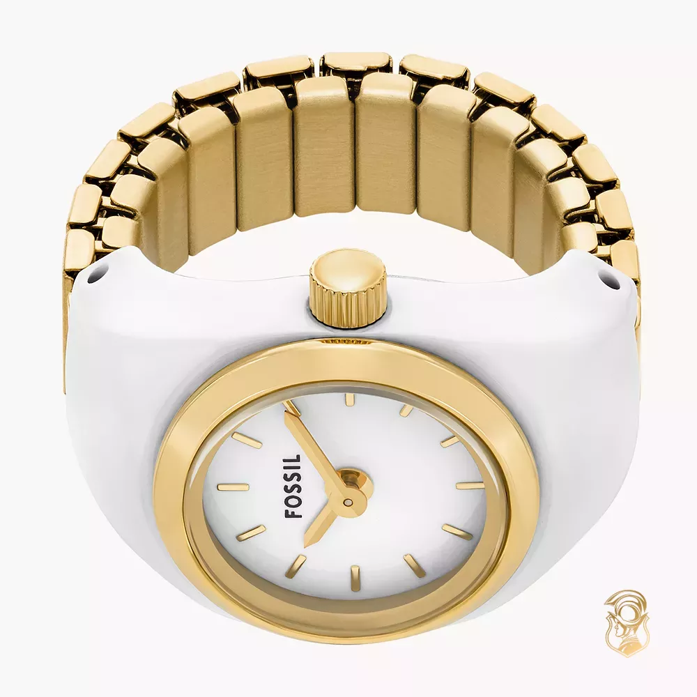 Fossil Two-Hand Gold-Tone Ring Watch 15mm