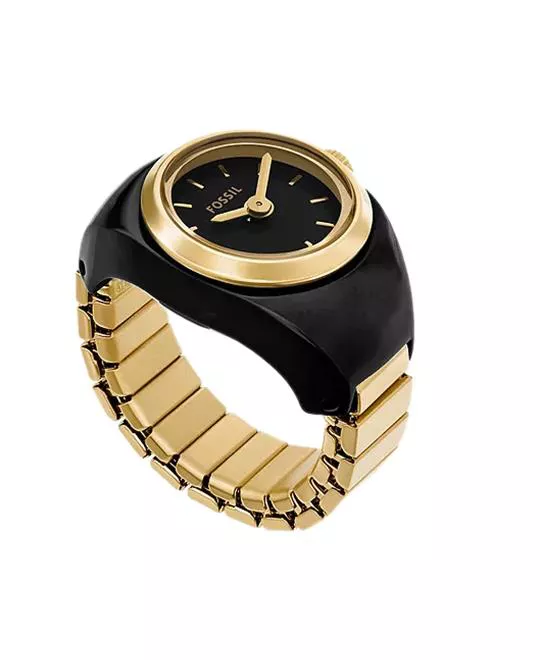 Fossil Two-Hand Gold-Tone Ring Watch 15mm