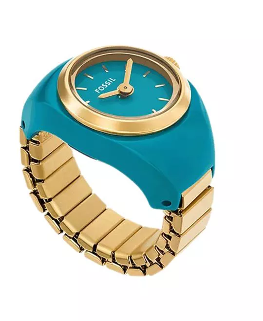 Fossil Two-Hand Gold-Tone Ring Watch 15mm