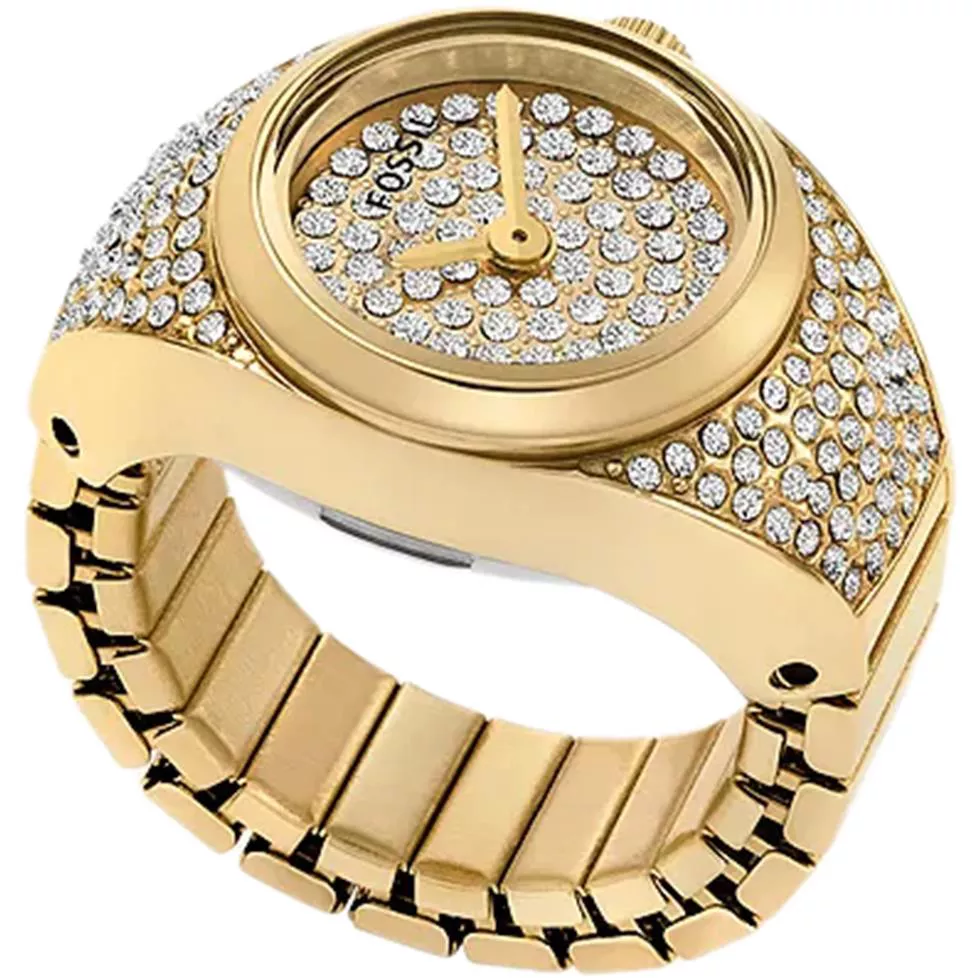 Fossil Watch Ring Three-Hand Gold-Tone 15mm